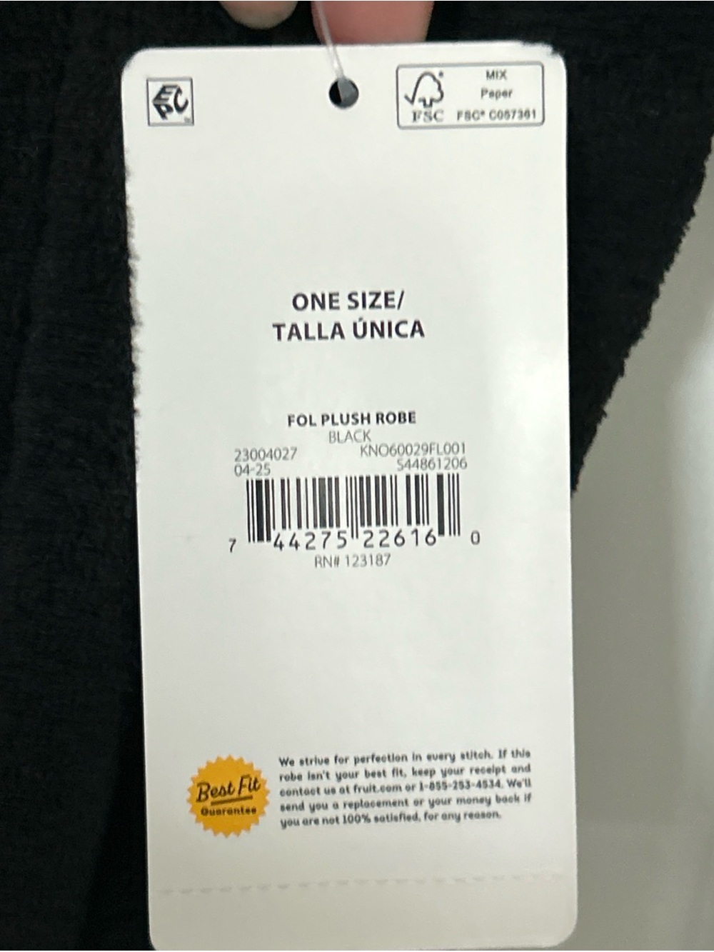 Fruit of the Loom Men's Sleep Soft Fleece Robe, One Size- Black- NWT - Picture 6 of 7